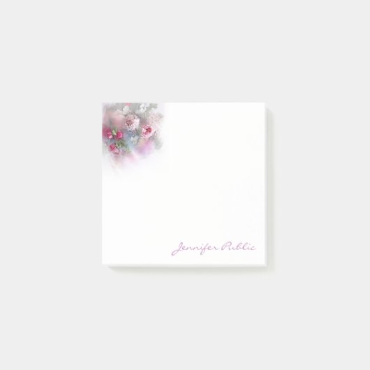 Waterverf Kleurrijke Bloemen Hand Script Sjabloon Post-it® Notes (Voorkant)