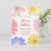 Waterverf kleurrijke bloemen kaart (Staand voorkant)