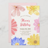 Waterverf kleurrijke bloemen kaart (Voorkant / Achterkant)