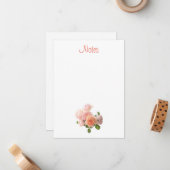 Waterverf Kleurrijke Bloemen Kalligrafie Script Notitiekaartje (Voorkant / Achterkant in situ)