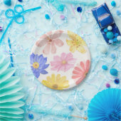 Waterverf kleurrijke bloemen papieren bordje (Feest)