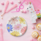 Waterverf kleurrijke bloemen papieren bordje (Feest)