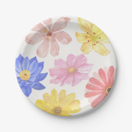 Waterverf kleurrijke bloemen papieren bordje