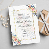 waterverf Kleurrijke bloemenbruiloft lijst moslim  Kaart