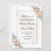 waterverf Kleurrijke bloemenbruiloft lijst moslim  Kaart (Voorkant)