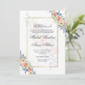 waterverf Kleurrijke bloemenbruiloft lijst moslim  Kaart (Staand voorkant)