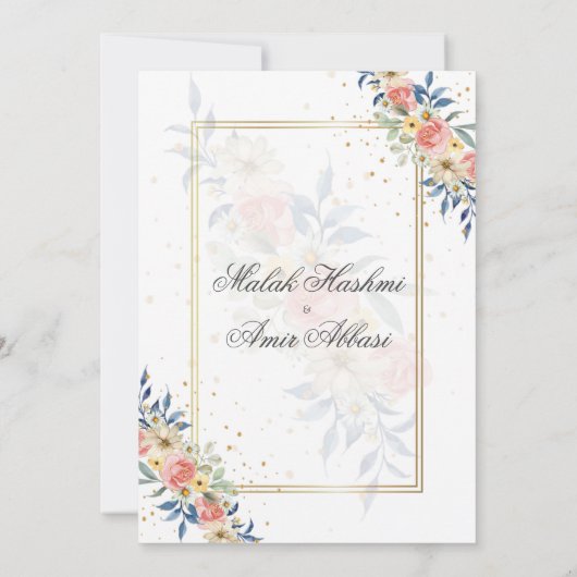 waterverf Kleurrijke bloemenbruiloft lijst moslim  Kaart (Achterkant)