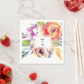 Waterverf Kleurrijke Bloemennaam Servet (Insitu)