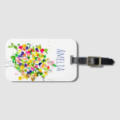 Waterverf kleurrijke boom bagagelabel (Voorkant (horizontaal))