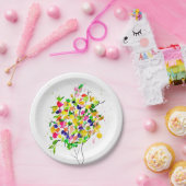 Waterverf kleurrijke boom papieren bordje (Feest)