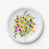 Waterverf kleurrijke boom papieren bordje (Voorkant)