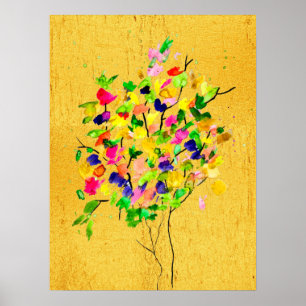 Waterverf kleurrijke boom poster