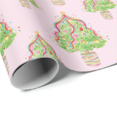 Waterverf Kleurrijke Confetti kerstbomen Cadeaupapier (Rol Hoek)