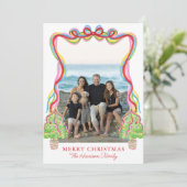 Waterverf Kleurrijke Confetti Kerstbomen Foto Feestdagenkaart (Staand voorkant)