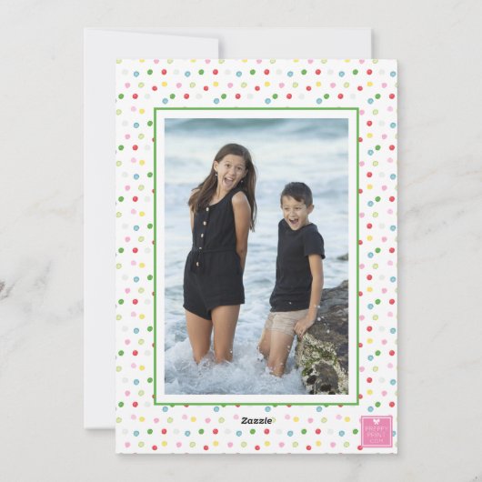 Waterverf Kleurrijke Confetti Kerstbomen Foto Feestdagenkaart (Achterkant)