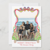 Waterverf Kleurrijke Confetti Kerstbomen Foto Feestdagenkaart (Voorkant)