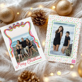 Waterverf Kleurrijke Confetti Kerstfoto Feestdagenkaart