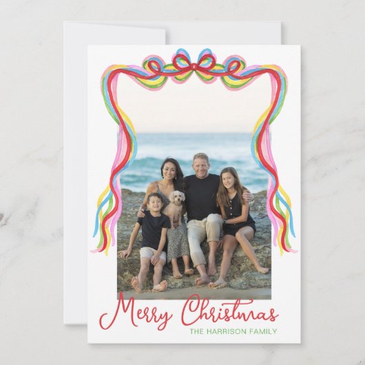 Waterverf Kleurrijke Confetti Kerstfoto Feestdagenkaart (Voorkant)