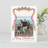 Waterverf Kleurrijke Confetti Kerstfoto Feestdagenkaart (Staand voorkant)