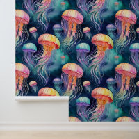 Waterverf Kleurrijke Dansende Kwal Oceaandier