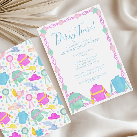 Waterverf Kleurrijke Derby Jerseys & Petten Party Kaart