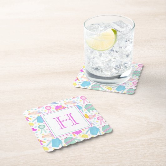 Waterverf Kleurrijke Derby Truien & Petten Monogra Kartonnen Onderzetters (Insitu)