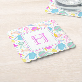 Waterverf Kleurrijke Derby Truien & Petten Monogra Kartonnen Onderzetters