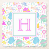 Waterverf Kleurrijke Derby Truien & Petten Monogra Kartonnen Onderzetters (Voorkant)