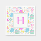 Waterverf Kleurrijke Derby Truien & Petten Monogra Servet (Voorkant)