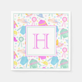 Waterverf Kleurrijke Derby Truien & Petten Monogra Servet