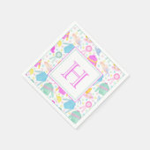 Waterverf Kleurrijke Derby Truien & Petten Monogra Servet (Hoek)