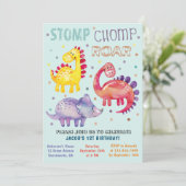 Waterverf kleurrijke dinosaurus eerste verjaardags kaart (Staand voorkant)