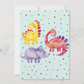 Waterverf kleurrijke dinosaurus eerste verjaardags kaart (Achterkant)