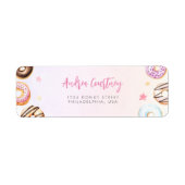 Waterverf kleurrijke donuts 2e verjaardag Roze naa Etiket (Voorkant)