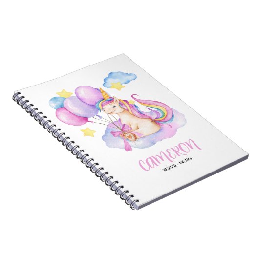 Waterverf Kleurrijke Eenhoorn Gepersonaliseerd Not Notitieboek (Rechterzijde)
