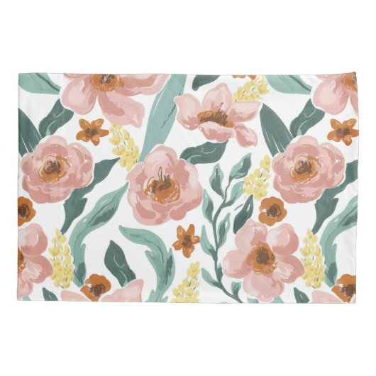 Waterverf kleurrijke flora kussensloop (Achterkant)