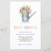 Waterverf kleurrijke floral baby shower uitnodigin flyer (Voorkant)