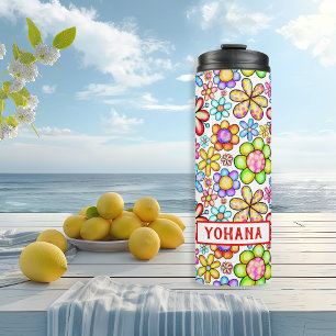 Waterverf kleurrijke Floral Collage custom Summer Thermosbeker