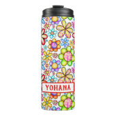 Waterverf kleurrijke Floral Collage custom Summer Thermosbeker (Voorkant)