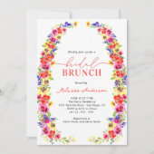 Waterverf Kleurrijke Floral Garden Bridal Brunch Kaart (Voorkant)