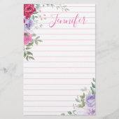 waterverf kleurrijke floreuze gepersonaliseerde bi briefpapier (Voorkant)