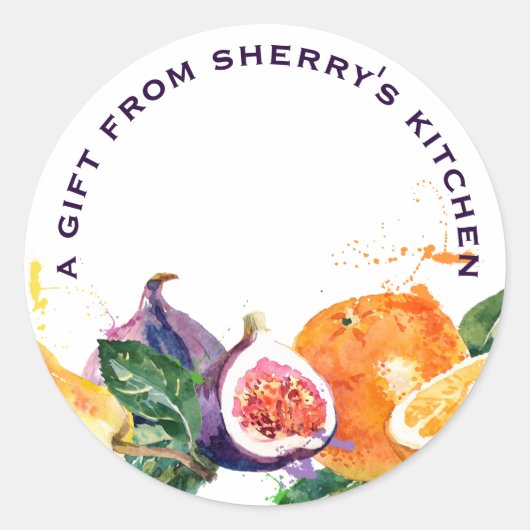 Waterverf Kleurrijke Fruit Bakkerij Home Bakken Ronde Sticker (Voorkant)