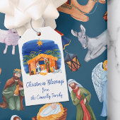 Waterverf Kleurrijke Geboorte Kerstmis Cadeaulabel