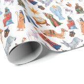 Waterverf Kleurrijke Geboorte Kerstmis Cadeaupapier (Rol Hoek)