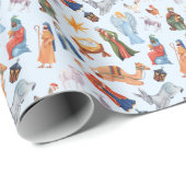 Waterverf Kleurrijke Geboorte Kerstmis Cadeaupapier (Rol Hoek)