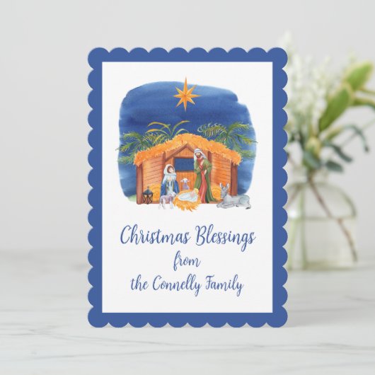 Waterverf Kleurrijke Geboorte Kerstmis Feestdagenkaart (Staand voorkant)