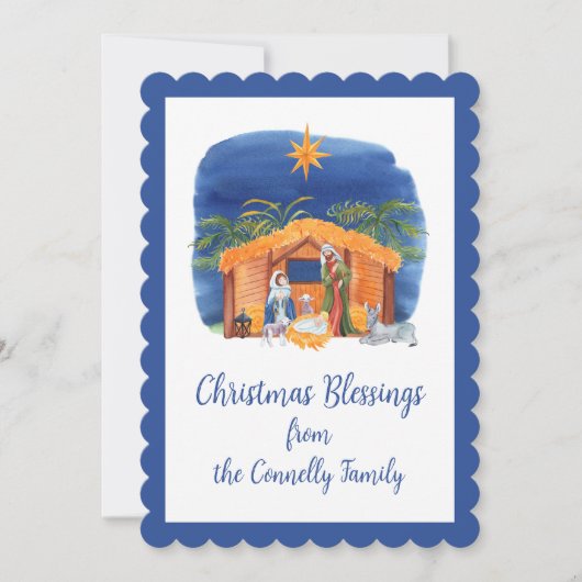 Waterverf Kleurrijke Geboorte Kerstmis Feestdagenkaart (Voorkant)