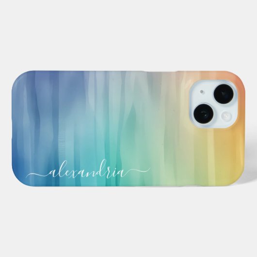 Waterverf Kleurrijke Gradient Ombre met Naam Case-Mate iPhone Case (Achterkant (horizontaal))