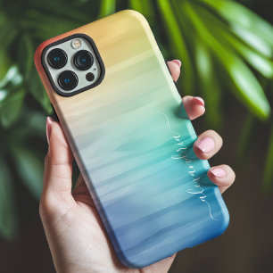 Waterverf Kleurrijke Gradient Ombre met Naam iPhone 15 Case