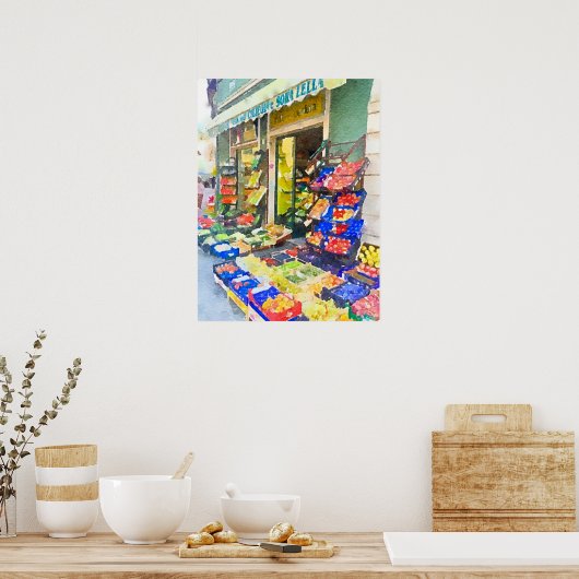 Waterverf - Kleurrijke groenten Poster (Keuken)